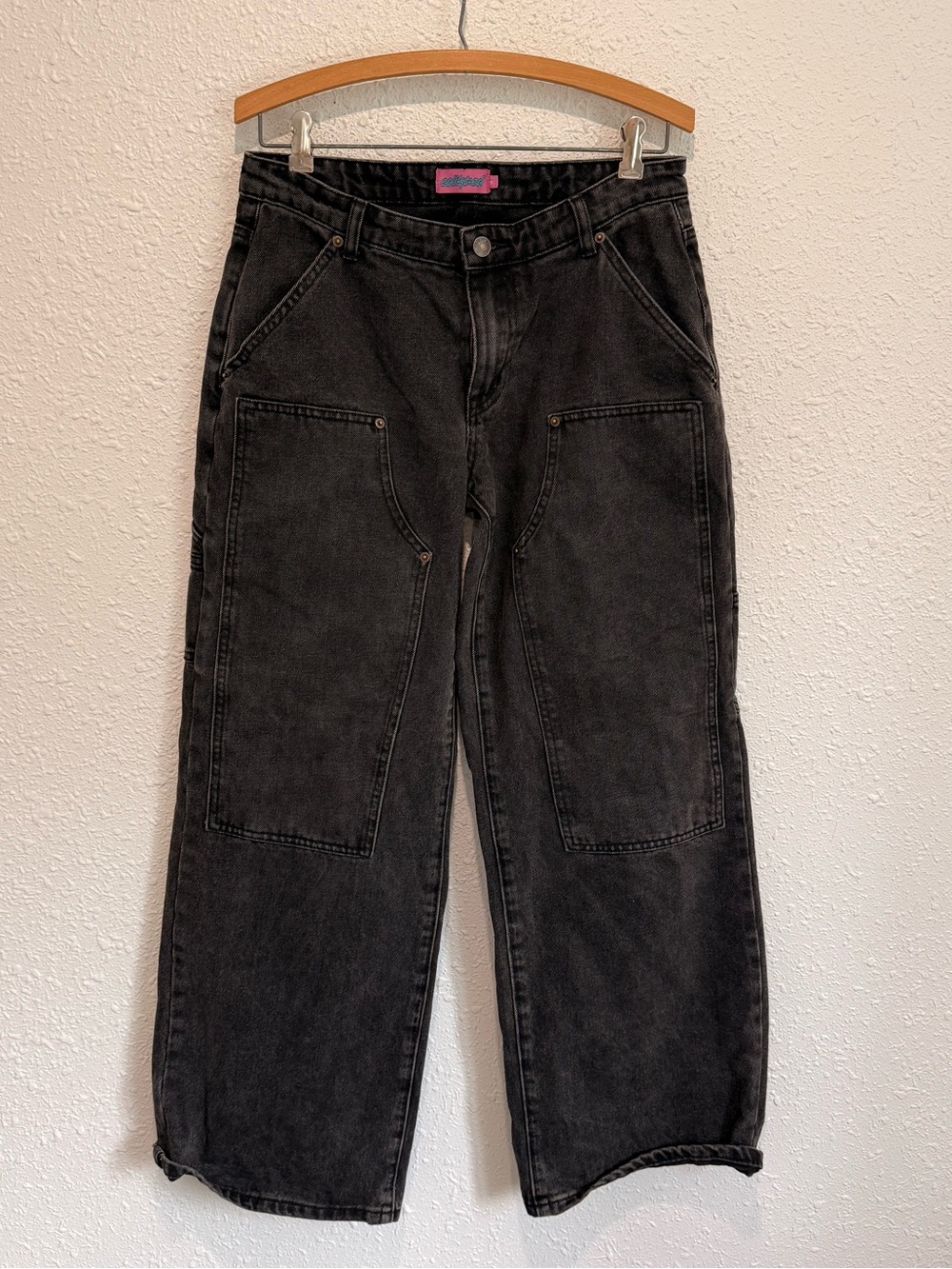 Edited black double knee baggy carpenter jeans pants M
